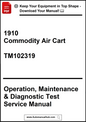 Manual cover for 1910 Commodity Air Cart TM102319 with text on operation, maintenance, and diagnostic test service.