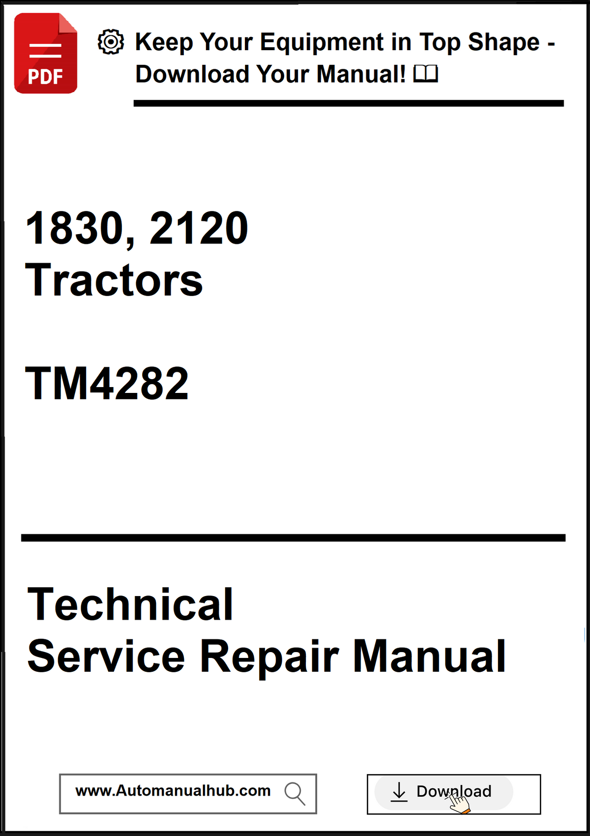 Technical Service Repair Manual for 1830, 2120 Tractors with download prompt.