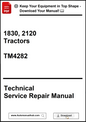 Technical Service Repair Manual for 1830, 2120 Tractors with download prompt.