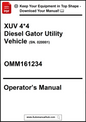 Operator's manual for a Diesel Gator Utility Vehicle with model number OMM161234.