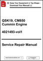 Service repair manual for QSK19, CM850 Cummin Engine on a white background