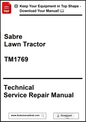 Sabre Lawn Tractor TM1769 technical service repair manual cover with download prompt.