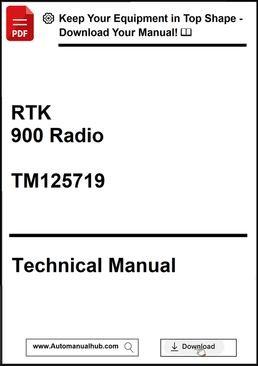 Technical manual cover for RTK 900 Radio with download prompt