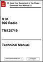 Technical manual cover for RTK 900 Radio with download prompt