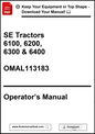 Operator's manual for SE Tractors 6100, 6200, 6300 & 6400 with download link.