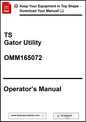 Operator's manual for TS Gator Utility OMM165072 with download prompt.