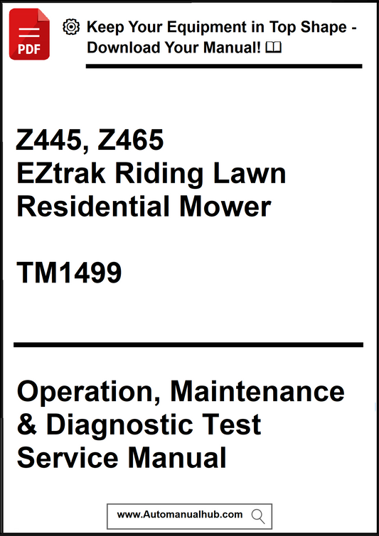 Manual cover for EZtrak Riding Lawn Residential Mower with text and logo.