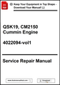 Service repair manual for QSK19, CM2150 Cummin Engine on a white background