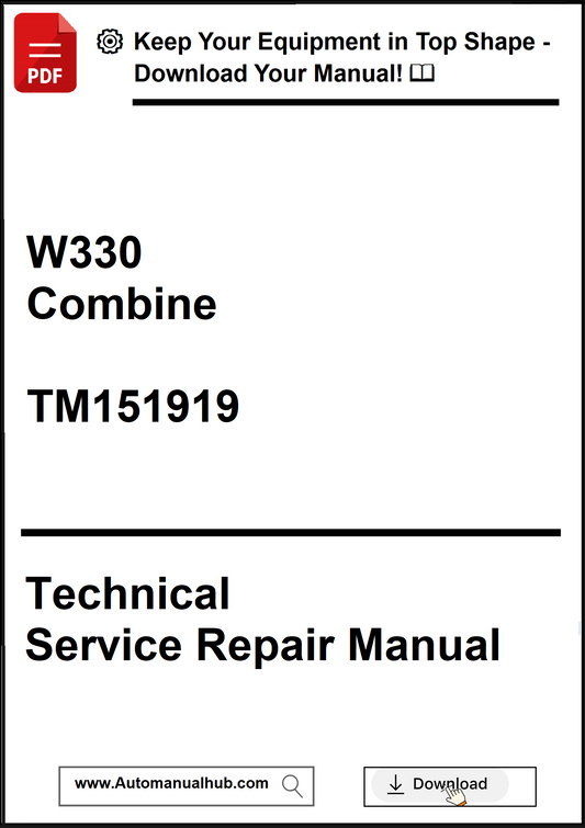 Technical Service Repair Manual for W330 Combine with download prompt.
