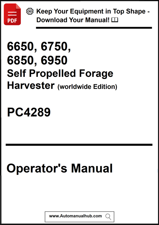 Operator's manual cover for self-propelled forage harvesters with contact information.