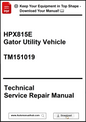 John Deere HPX815E Gator Utility Vehicle Technical Service Repair Manual TM151019 - PDF