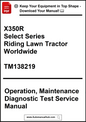 Manual cover for X350R Select Series Riding Lawn Tractor with text and logo.