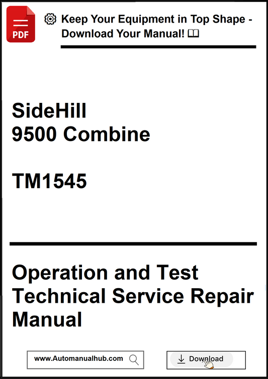 Manual cover for SideHill 9500 Combine TM1545 with download prompt.
