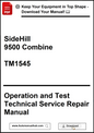 Manual cover for SideHill 9500 Combine TM1545 with download prompt.