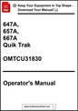 Operator's manual for Quik Trak models 647A, 657A, and 667A with a download offer at the top.