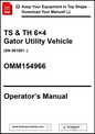 Operator's manual for TS & TH 6x4 Gator Utility Vehicle with contact information.