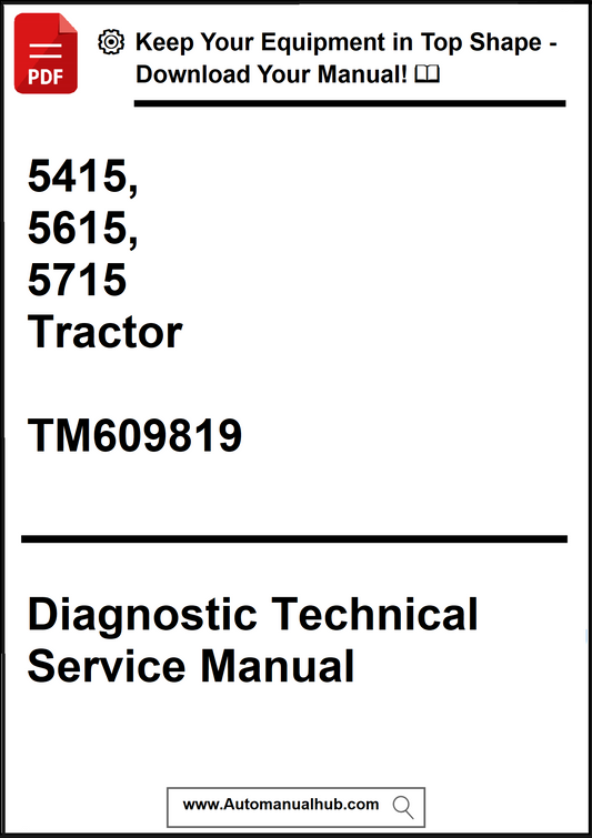 Diagnostic technical service manual for tractors with text and a download prompt.