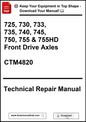 John Deere 725, 730, 733, 735, 740, 745, 750, 755 and 755HD Front Drive Axles Technical Repair Manual CTM4820 - PDF