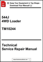 Technical Service Repair Manual for 544J 4WD Loader with contact information at the bottom.