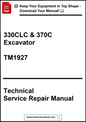 Technical service repair manual for 330CLC & 370C excavator model TM1927 on a white background.