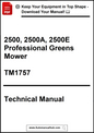 Technical manual cover for 2500, 2500A, 2500E Professional Greens Mower with model number TM1757.