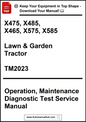 Manual cover for lawn and garden tractor with text and branding elements.