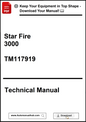 Technical manual cover for Star Fire 3000 model with download prompt.