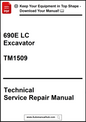 Technical Service Repair Manual for 690E LC Excavator with promotional text at the top.