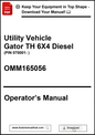 Operator's manual for a Utility Vehicle Gator TH 6X4 Diesel with download options.
