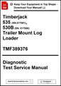 Diagnostic test service manual for Timberjack trailer mount log loader on a white background