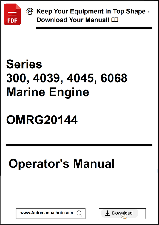 Operator's manual for marine engines with contact information and download link.