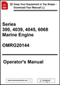 Operator's manual for marine engines with contact information and download link.