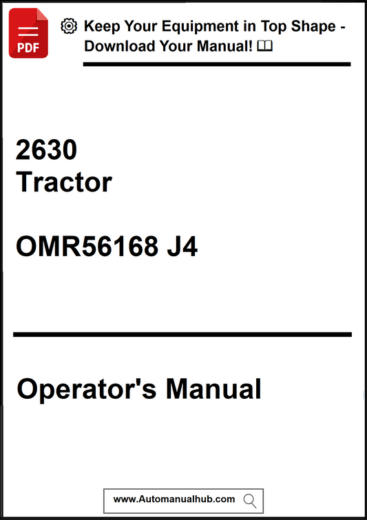 Operator's manual for a 2630 tractor with a download prompt at the top.