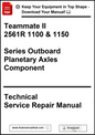 Technical service repair manual for Teammate II 2561R 1100 & 1150 Series Outboard Planetary Axles Component.