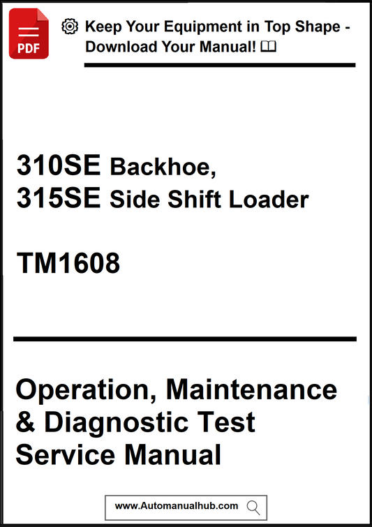 Manual cover for 310SE Backhoe and 315SE Side Shift Loader with text and logo.