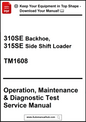 Manual cover for 310SE Backhoe and 315SE Side Shift Loader with text and logo.