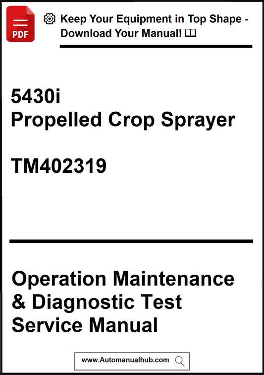 Manual for 5430i Propelled Crop Sprayer with contact information for download.