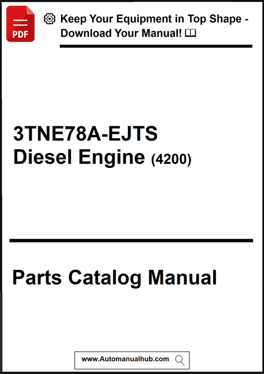 Parts catalog manual for 3TNE78A-EJTS Diesel Engine (4200) with promotional text at the top.