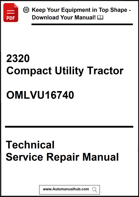 Technical service repair manual for a compact utility tractor with contact information.