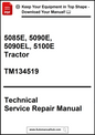 Technical Service Repair Manual for 5085E, 5090E, 5090EL, 5100E Tractor with download link.