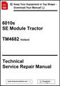 Technical service repair manual for a 6010s SE Module Tractor with branding and download information.
