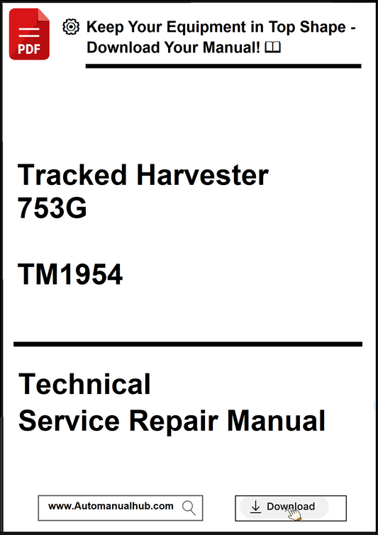 Technical service repair manual for Tracked Harvester 753G with download options.
