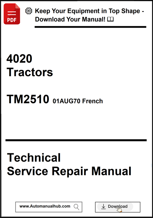 Technical Service Repair Manual for 4020 Tractors with branding and download information.
