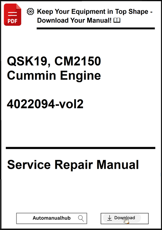 Service repair manual for QSK19, CM2150 Cummin Engine on a white background
