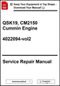 Service repair manual for QSK19, CM2150 Cummin Engine on a white background