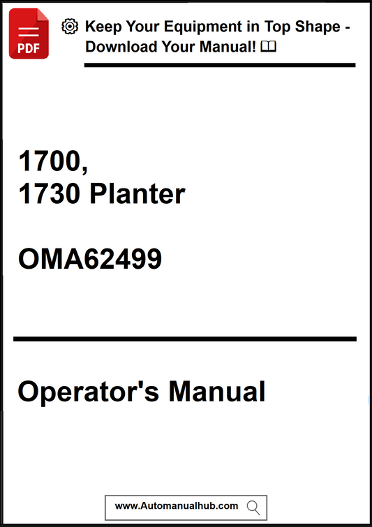 Operator's manual for 1700, 1730 Planter model OMA62499 on a white background.
