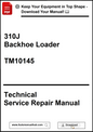 Technical Service Repair Manual for 310J Backhoe Loader with download prompt.
