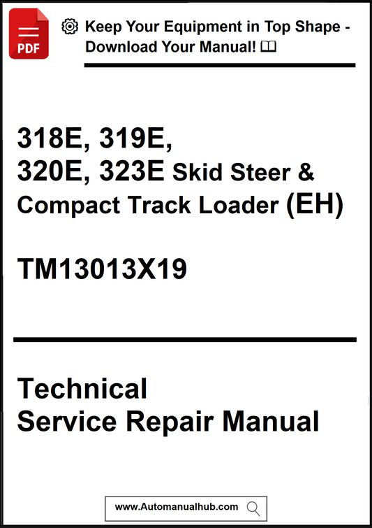 Technical service repair manual for skid steer and compact track loaders with a download prompt.