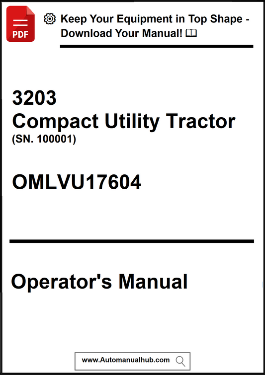 Operator's manual for a compact utility tractor with contact information and website URL.