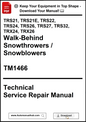Technical service repair manual for walk-behind snowthrowers/snowblowers with product codes listed.